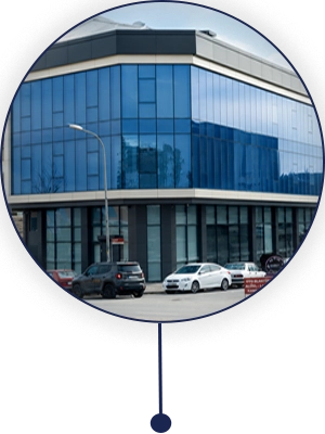 Champion Lenses company building exterior in circular frame