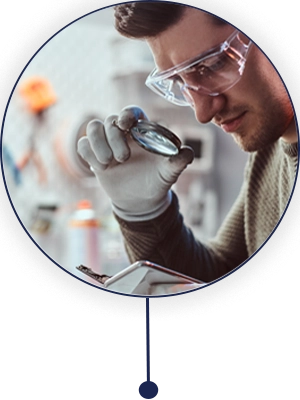 Champion Lenses lab inspection with optical lens